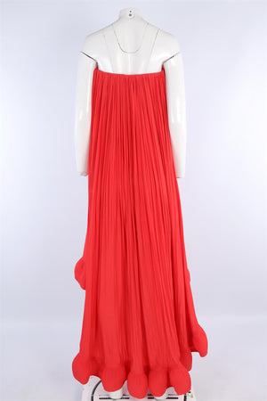 LANVIN RED SATIN MAXI DRESS FR 36 UK 8
