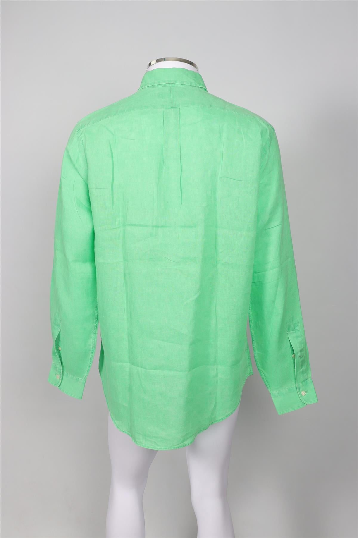 RALPH LAUREN GREEN MEN'S LINEN SHIRT LARGE