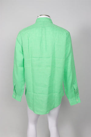 RALPH LAUREN GREEN MEN'S LINEN SHIRT LARGE