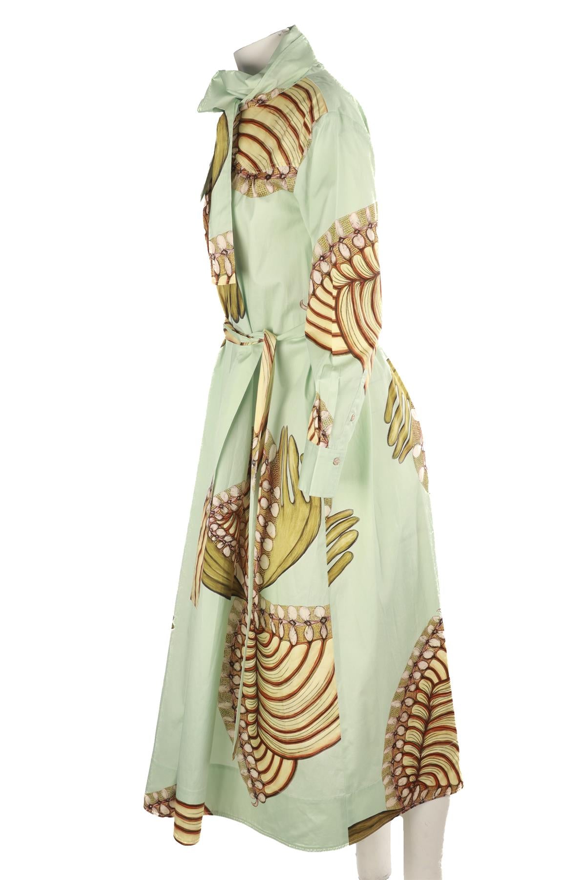 ULLA JOHNSON GREEN COTTON MAXI DRESS US 4 UK 8