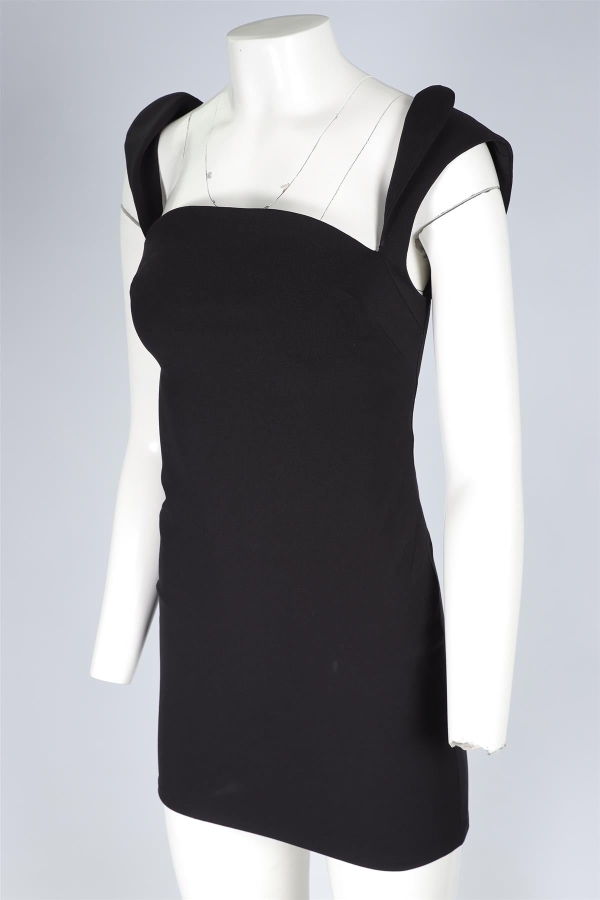 MUGLER BLACK CADY MINI DRESS FR 38 UK 10