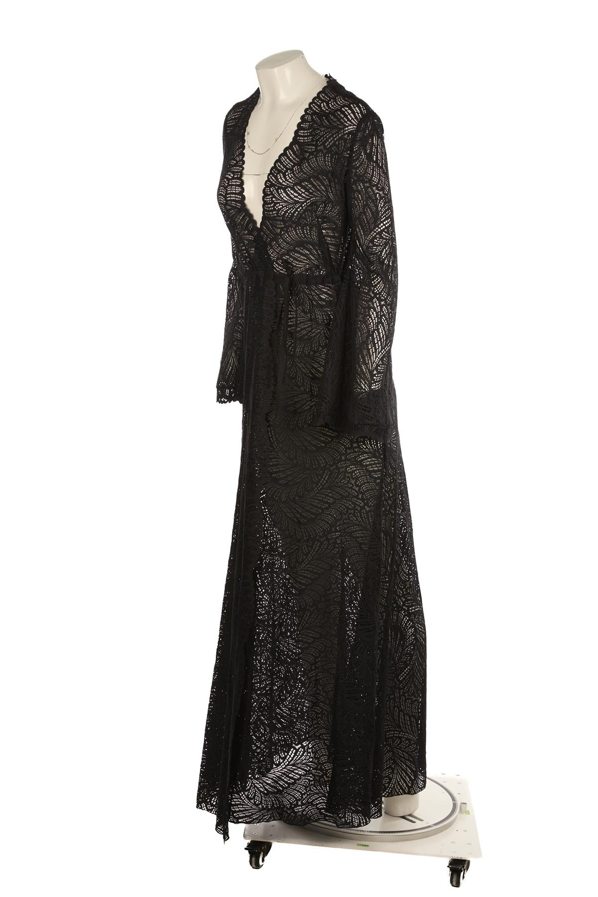 ALEXANDRA MIRO BLACK CROCHET ROBE XSMALL/SMALL