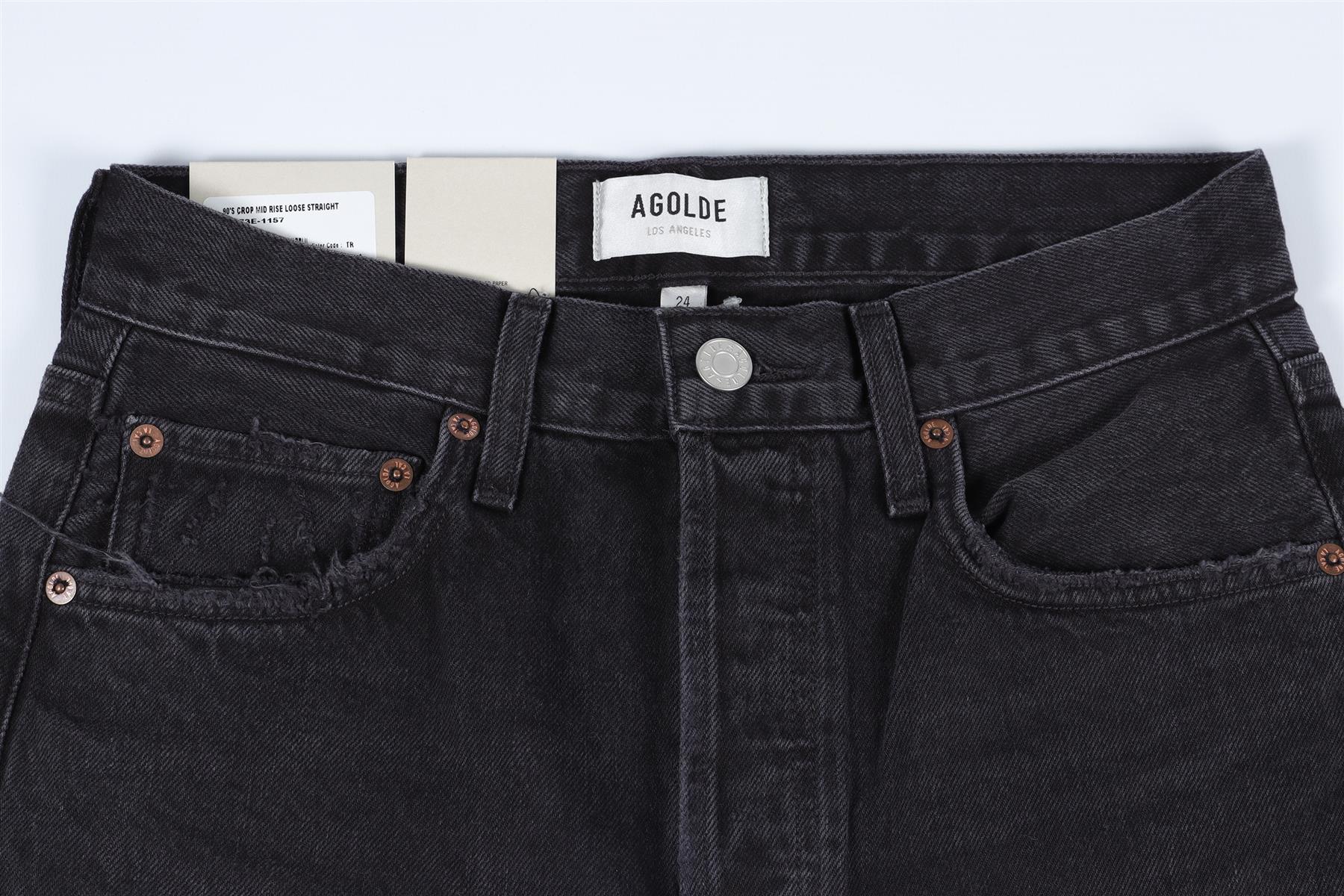AGOLDE BLACK HIGH RISE STRAIGHT LEG JEANS W24 UK 6