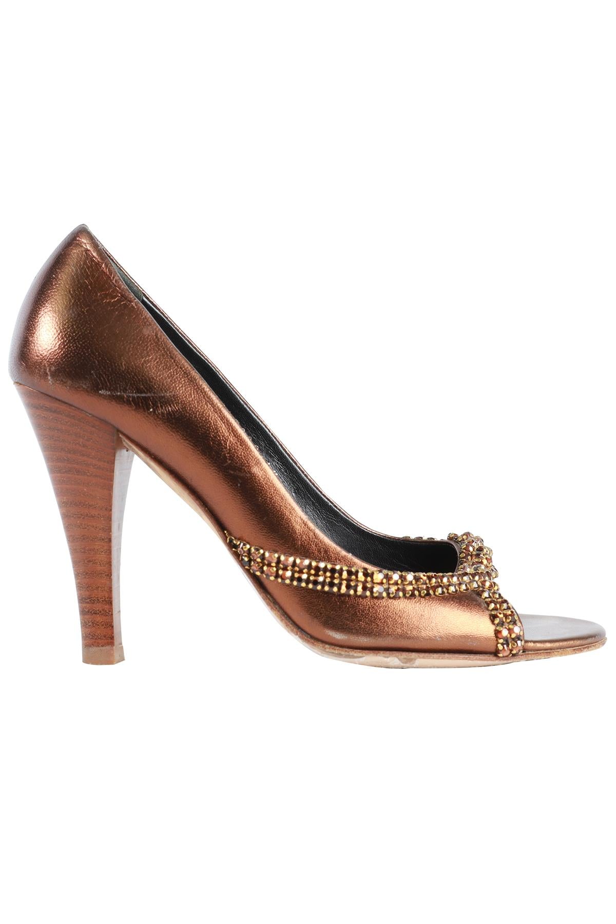 GINA BRONZE LEATHER PUMPS