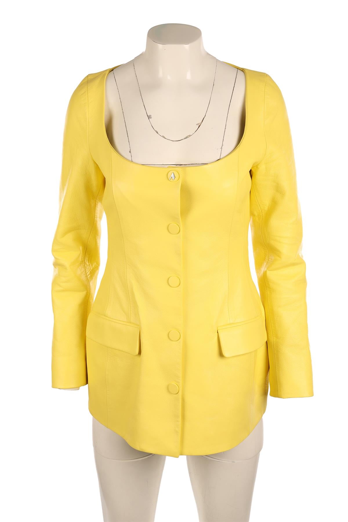 THE ATTICO YELLOW LEATHER BLAZER IT 42 UK 10