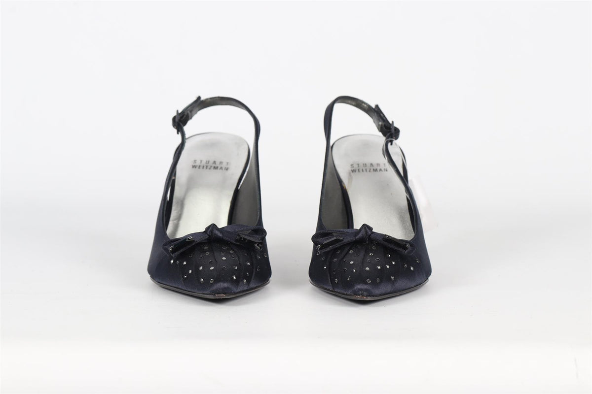 STUART WEITZMAN CRYSTAL AND SATIN SLINGBACK PUMPS EU 37 UK 4 US 7
