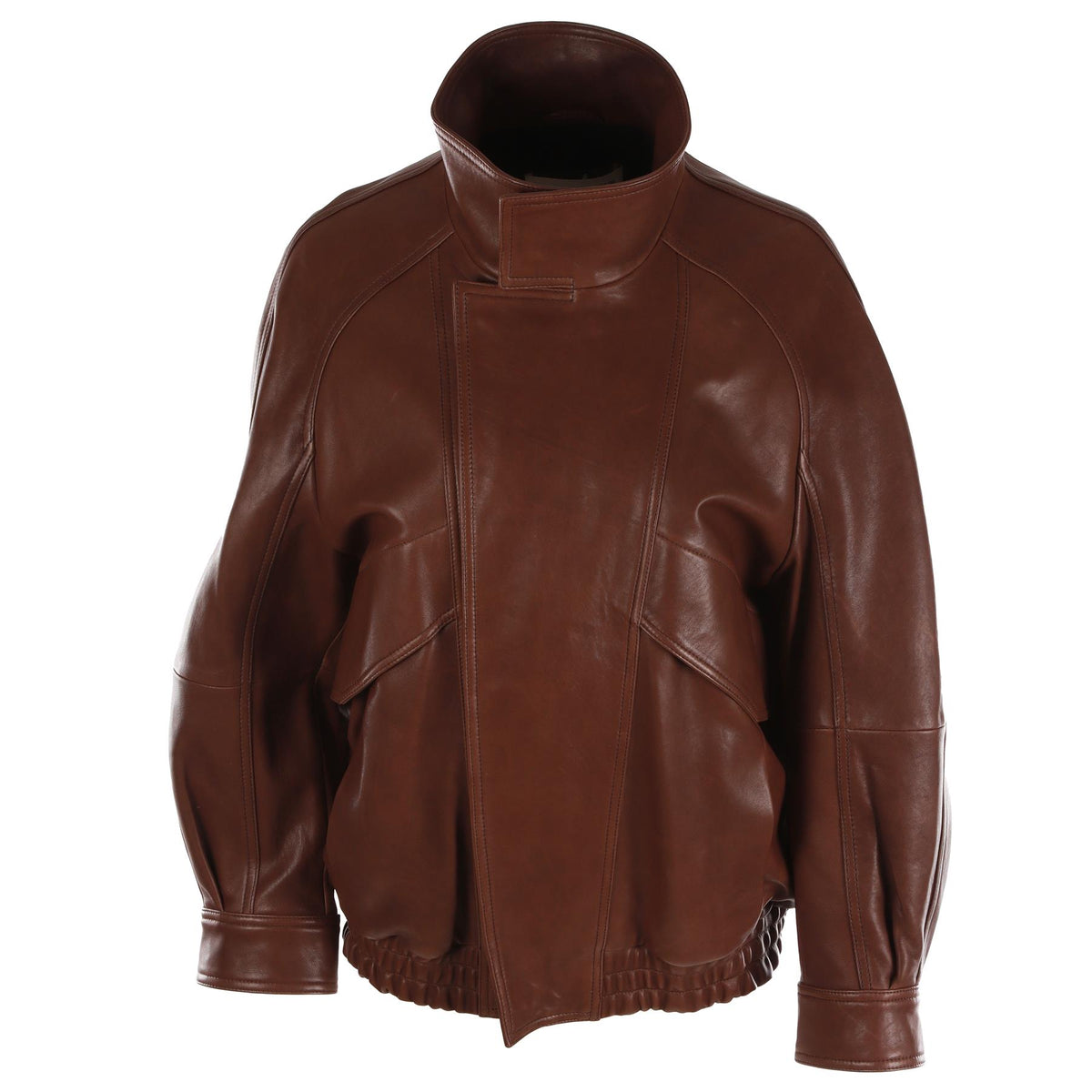 NOUR HAMMOUR BROWN LEATHER JACKET