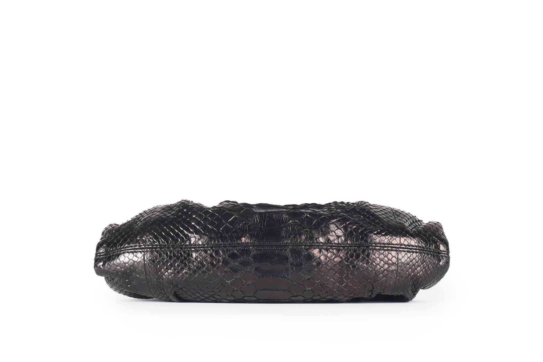 ZAGLIANI BLACK PYTHON SHOULDER BAG