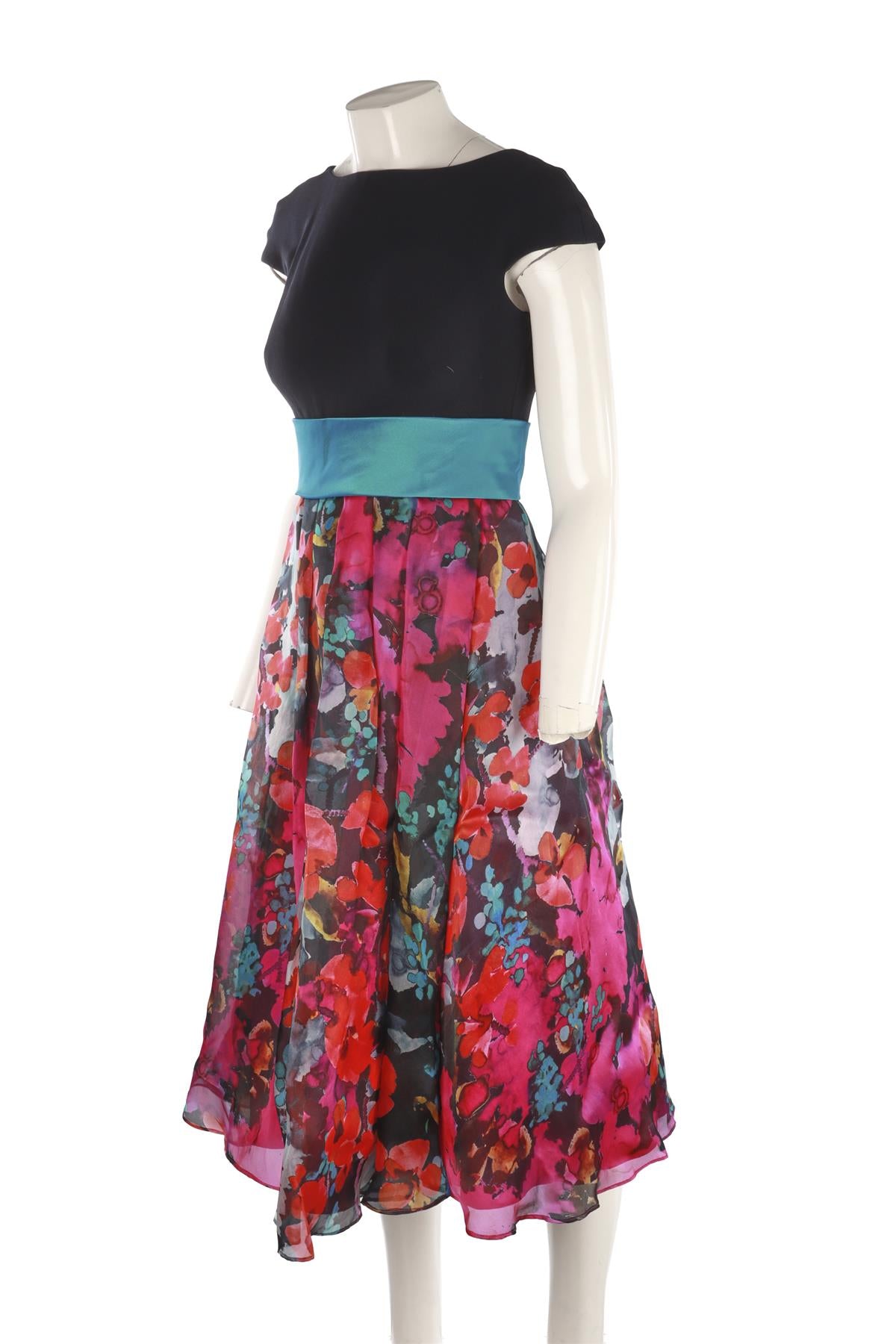 THEIA MULTI SILK MIDI DRESS UK 4