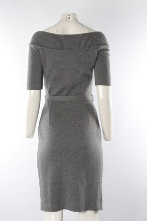 CHRISTIAN DIOR GREY WOOL MIDI DRESS FR 38 UK 10