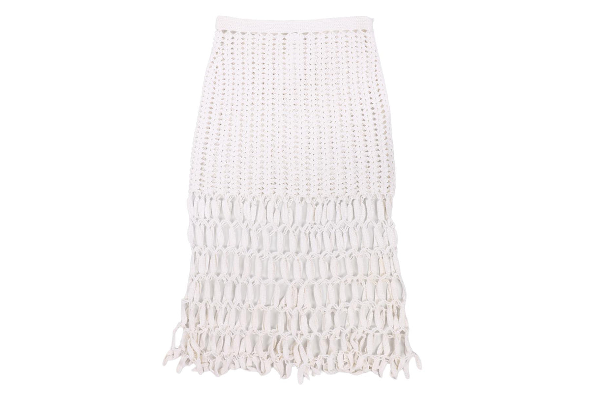 ROSETTA GETTY WHITE CROCHET MIDI SKIRT US 2 UK 6