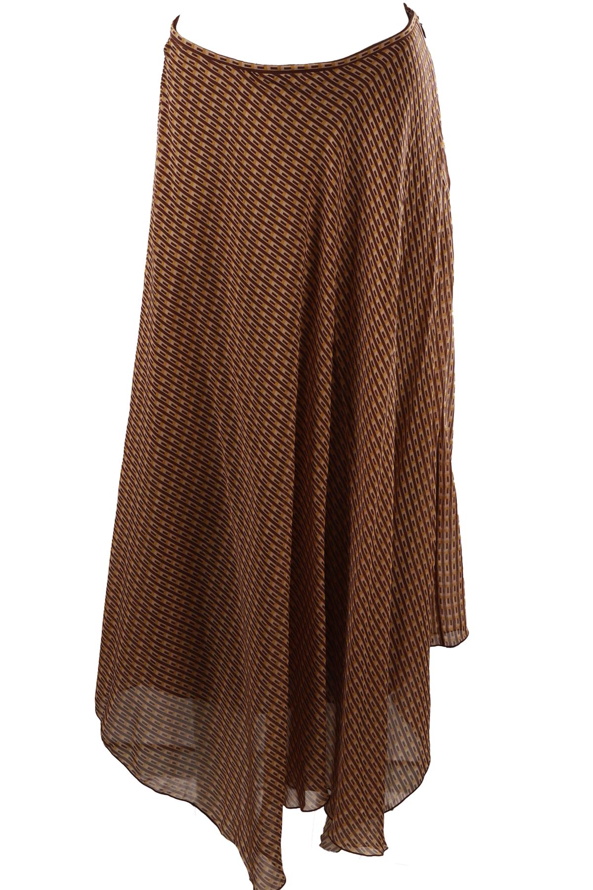 BROWN SILK MAXI SKIRT