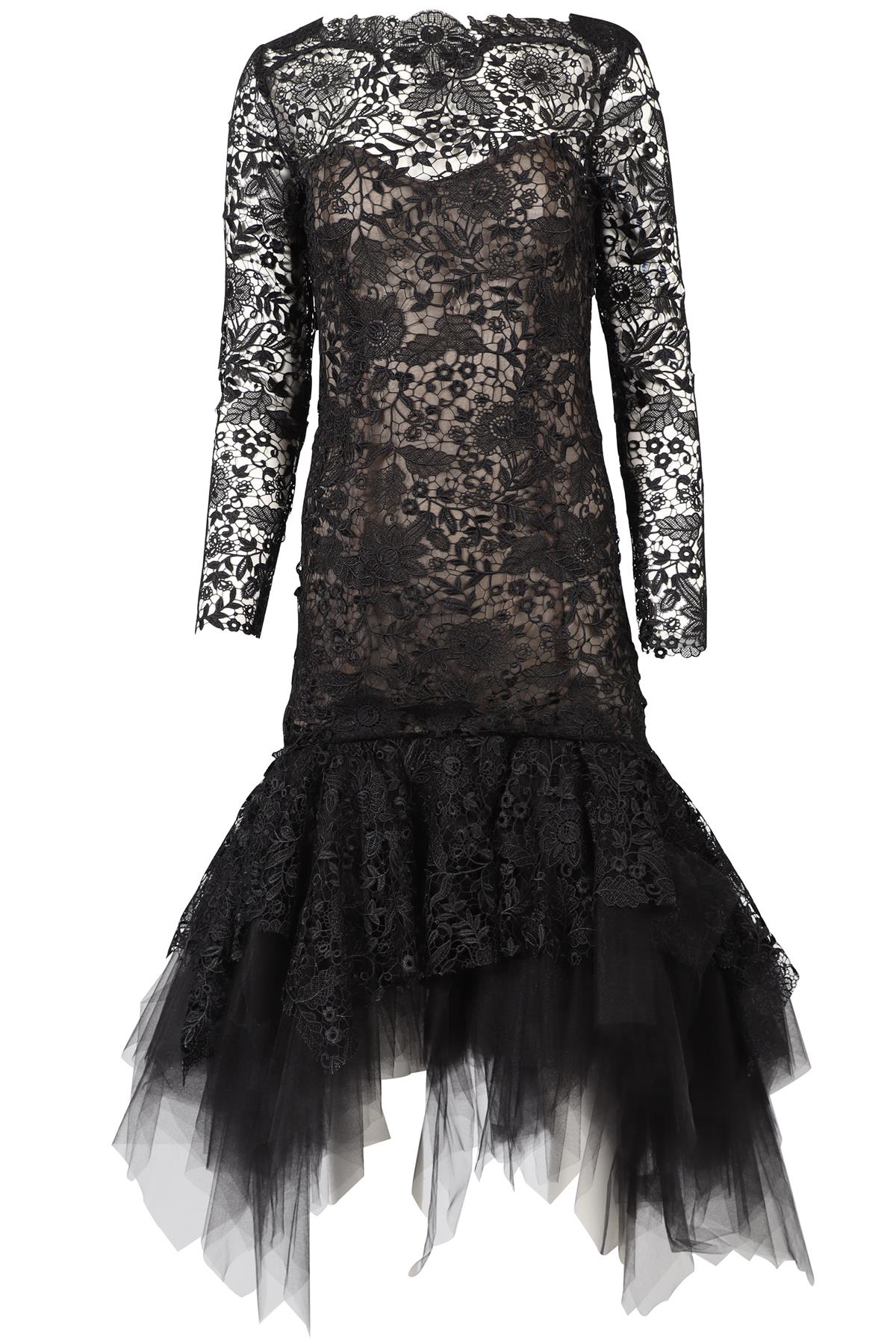 OSCAR DE LA RENTA BLACK 2019 LACE MAXI DRESS US 4 UK 8