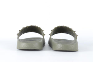 VALENTINO GARAVANI GREEN ROCKSTUD RUBBER SLIDES EU 38 UK 5 US 8