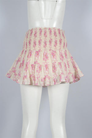 LOVESHACKFANCY CREAM COTTON MINI SKIRT SMALL