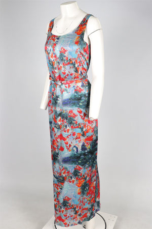 ERDEM BLUE SILK MAXI DRESS UK 10 US 6