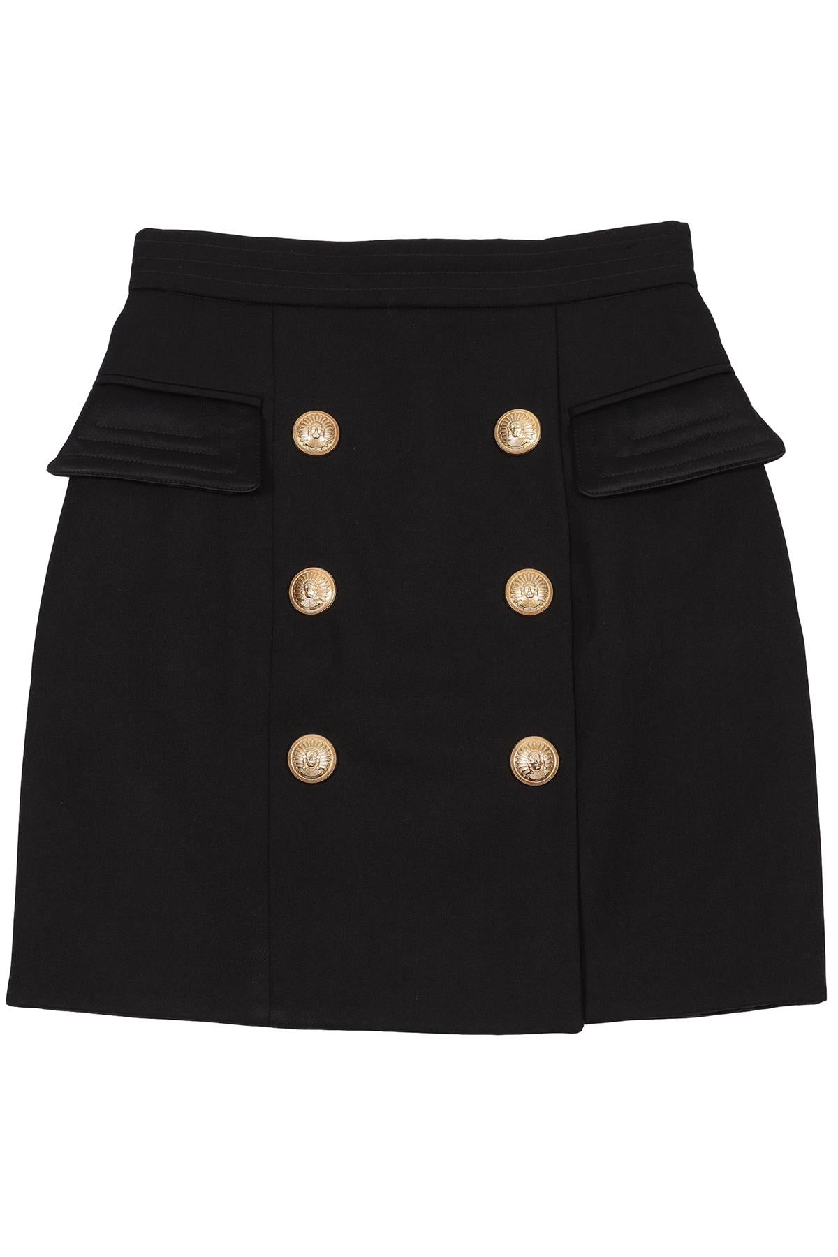 BALMAIN BLACK WOOL MINI SKIRT IT 36 UK 4