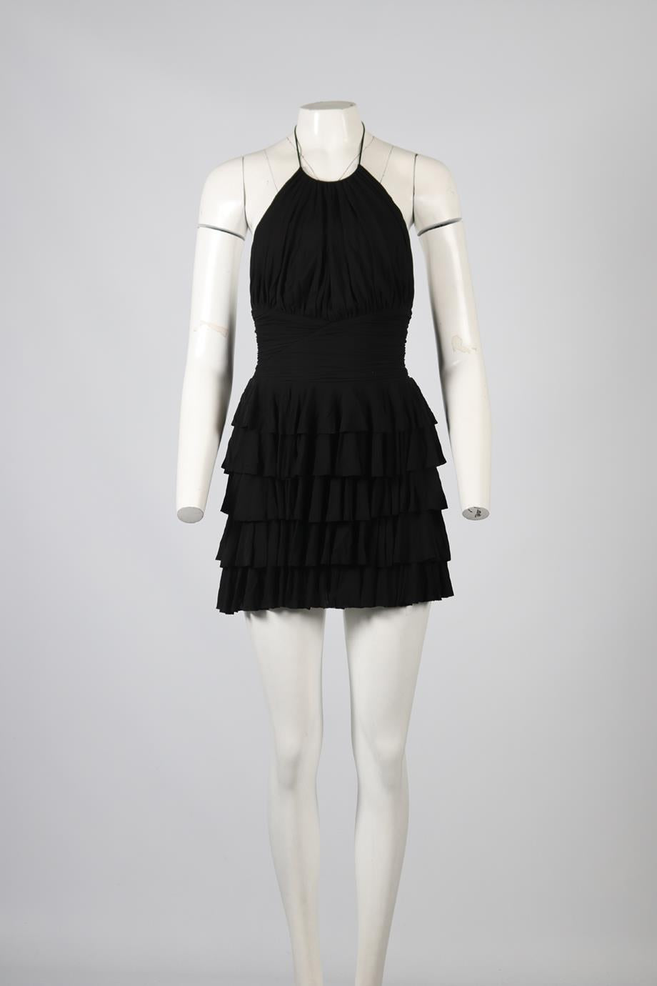 BALMAIN RUFFLED JERSEY MINI DRESS FR 34 UK 6