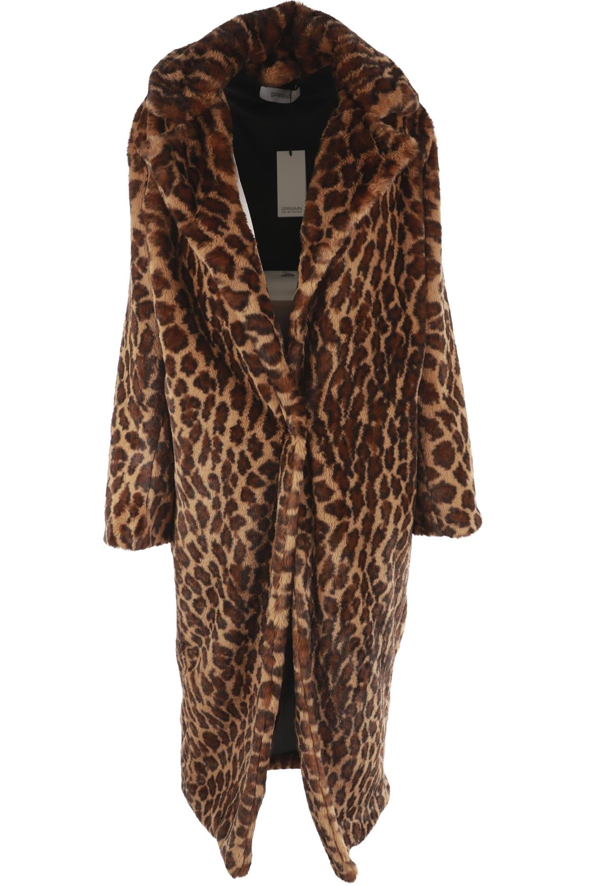 SPRWMN BROWN FAUX FUR COAT SMALL