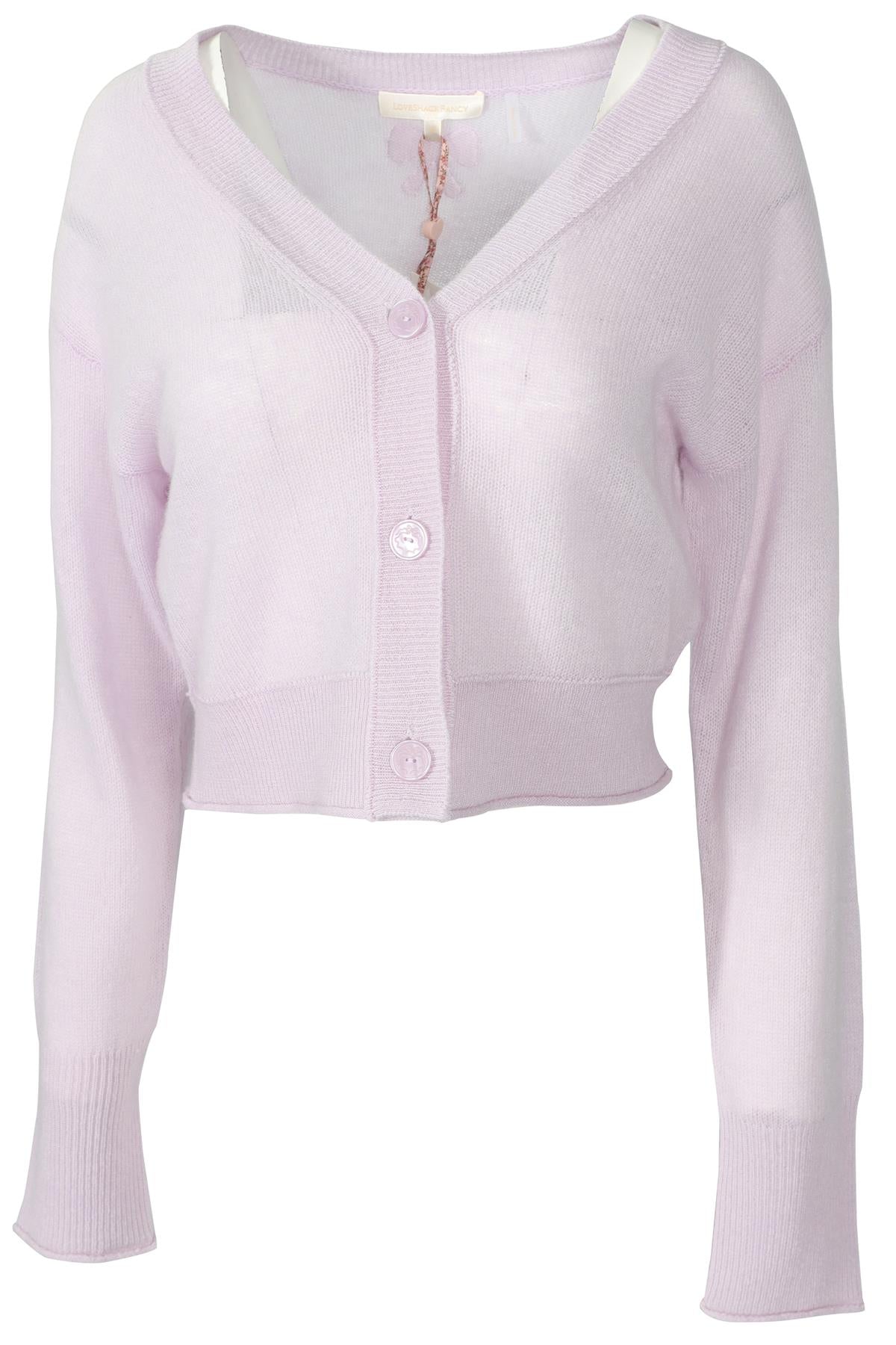 LOVESHACKFANCY PURPLE CASHMERE CARDIGAN MEDIUM