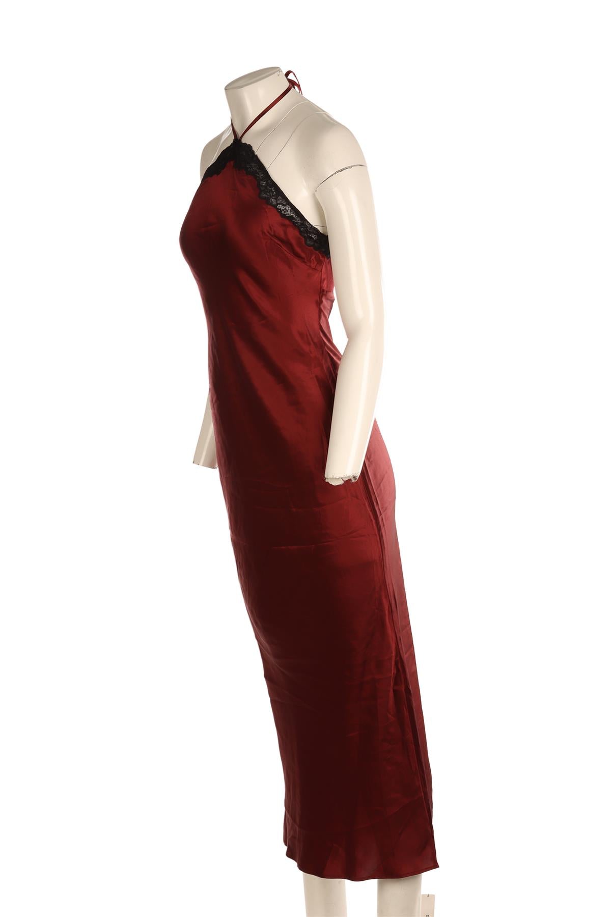 REFORMATION BURGUNDY SILK MAXI DRESS SMALL