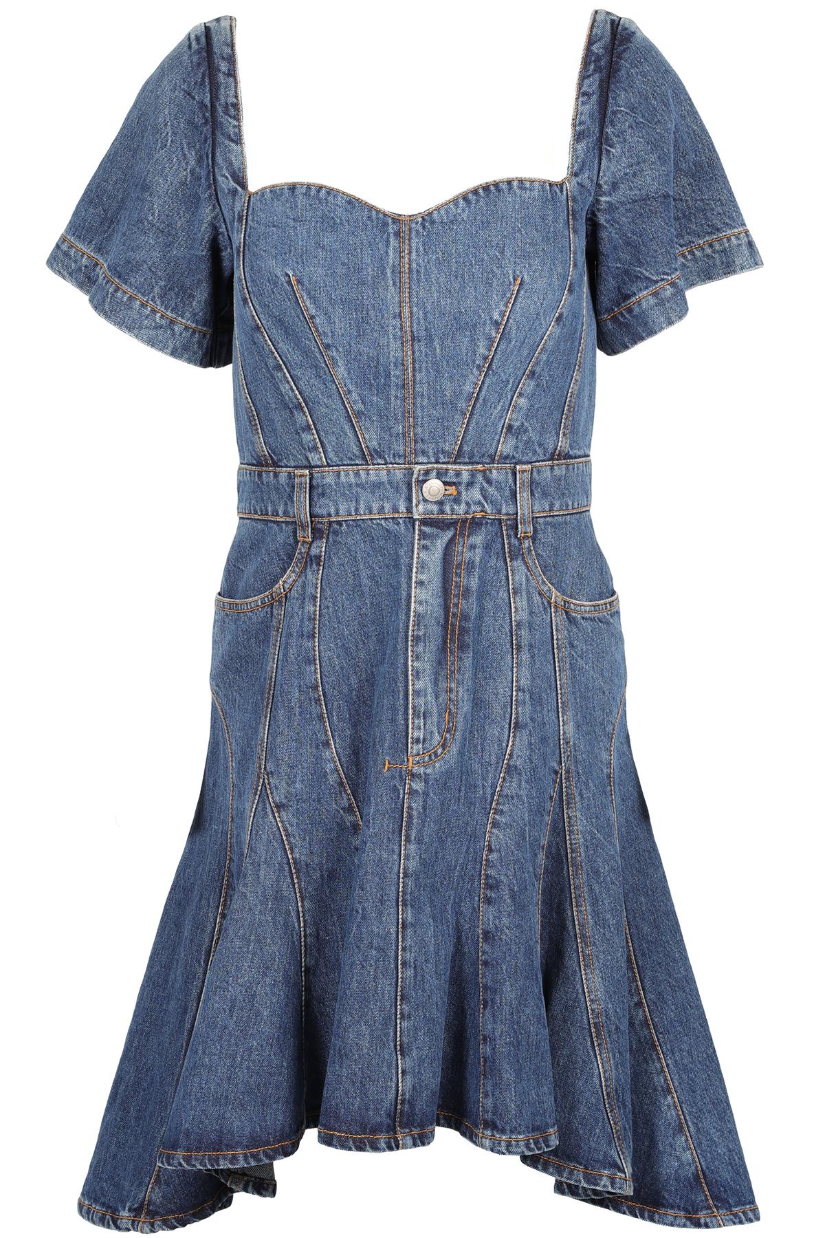 ALEXANDER MCQUEEN BLUE DENIM MIDI DRESS IT 42 UK 10