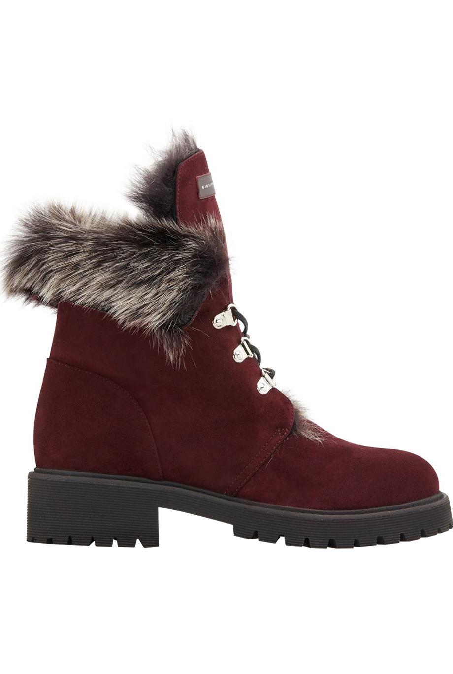 GIUSEPPE ZANOTTI PHILLIS FUR LINED SUEDE ANKLE BOOTS EU 38.5 UK 5.5 US 8.5