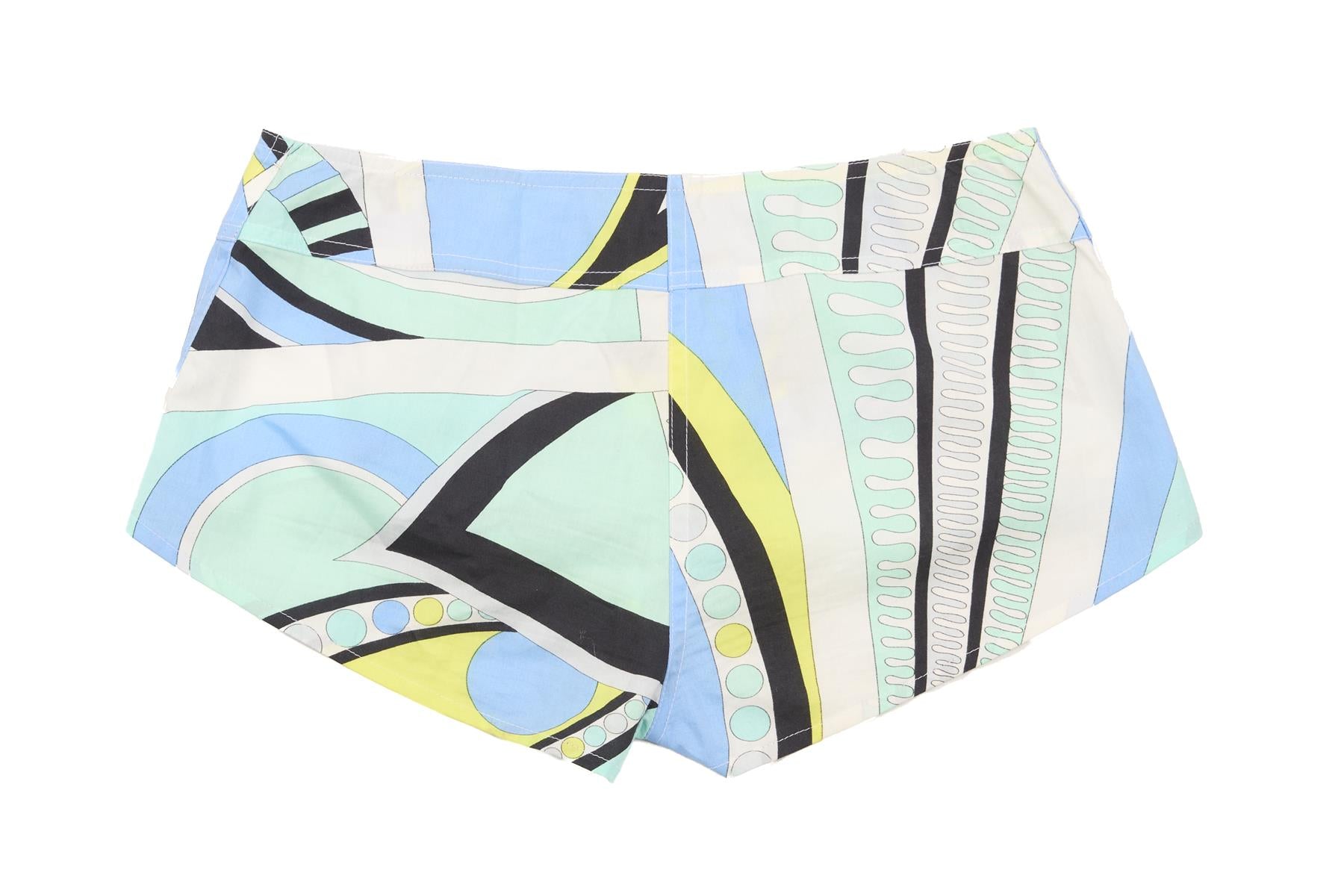 EMILIO PUCCI BLUE VINTAGE COTTON SHORTS IT 38 UK 6