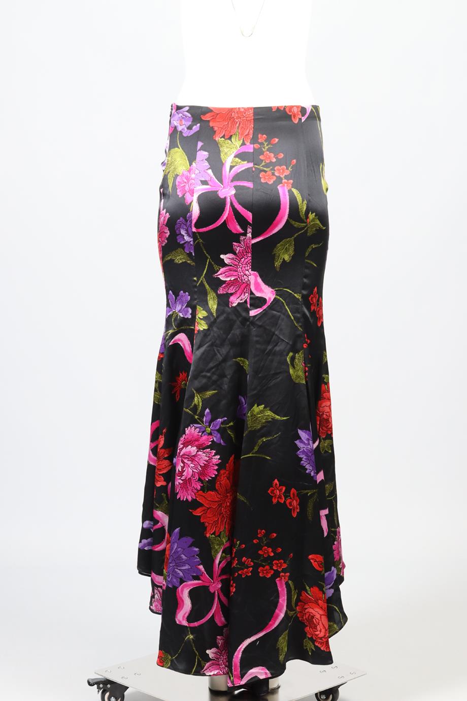 EMANUEL UNGARO FLORAL PRINT SATIN MAXI SKIRT FR 36 UK 8