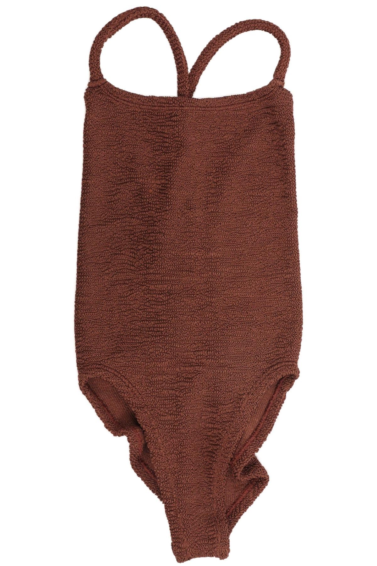 HUNZA G BROWN SWIMSUIT ONE SIZE