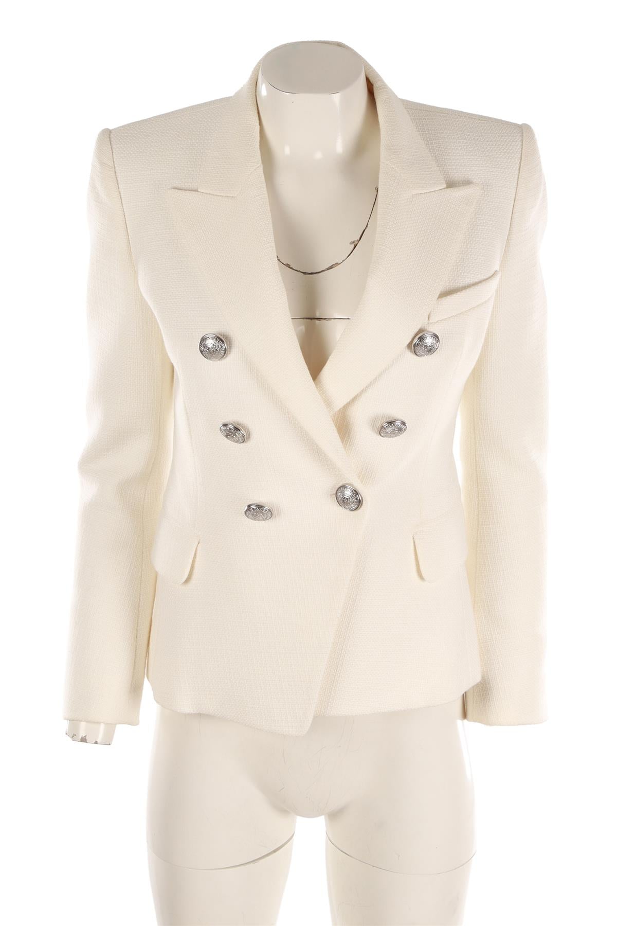 BALMAIN WHITE COTTON BLAZER FR 38 UK 10