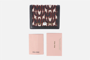 MIU MIU BLACK MADRAS JACQUARD WALLET