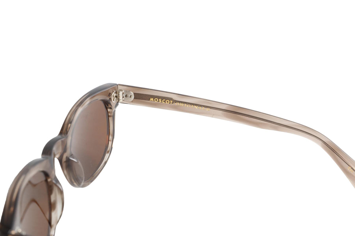 MOSCOT BROWN OVAL FRAME ACETATE SUNGLASSES