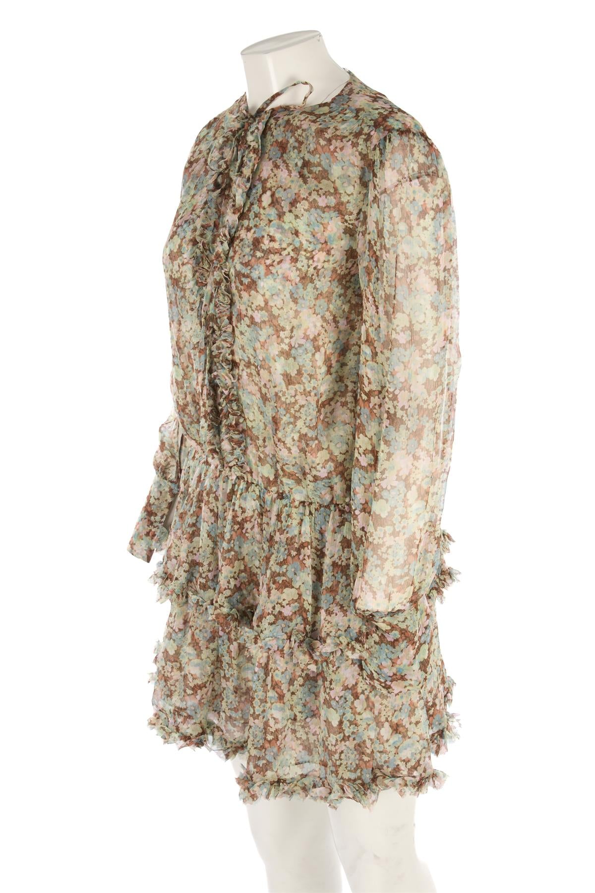 STELLA MCCARTNEY GREEN SILK MINI DRESS IT 36 UK 4