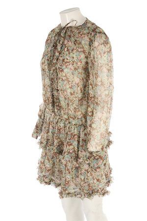 STELLA MCCARTNEY GREEN SILK MINI DRESS IT 36 UK 4