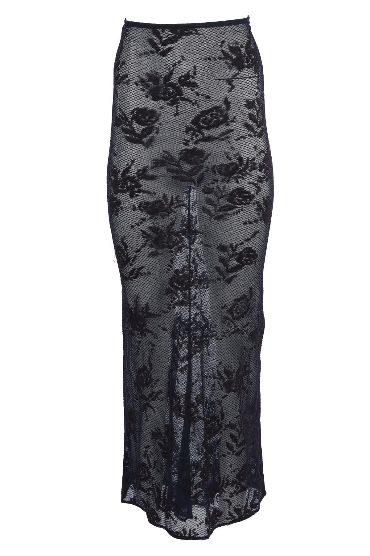 ALAÏA NAVY LACE MAXI SKIRT FR 36 UK 8