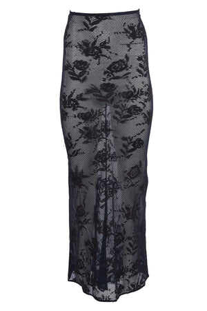 ALAÏA NAVY LACE MAXI SKIRT FR 36 UK 8