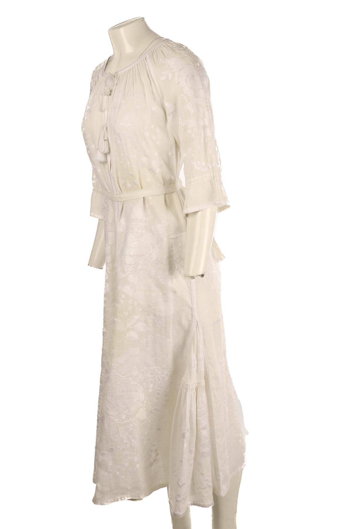 VITA KIN WHITE LINEN MAXI DRESS XSMALL