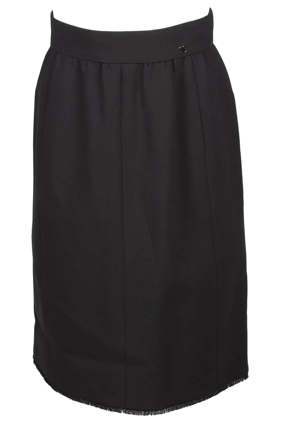 CHANEL BLACK WOOL MINI SKIRT FR 34 UK 6