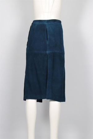 GUCCI BLUE SUEDE MIDI DRESS IT 40 UK 8