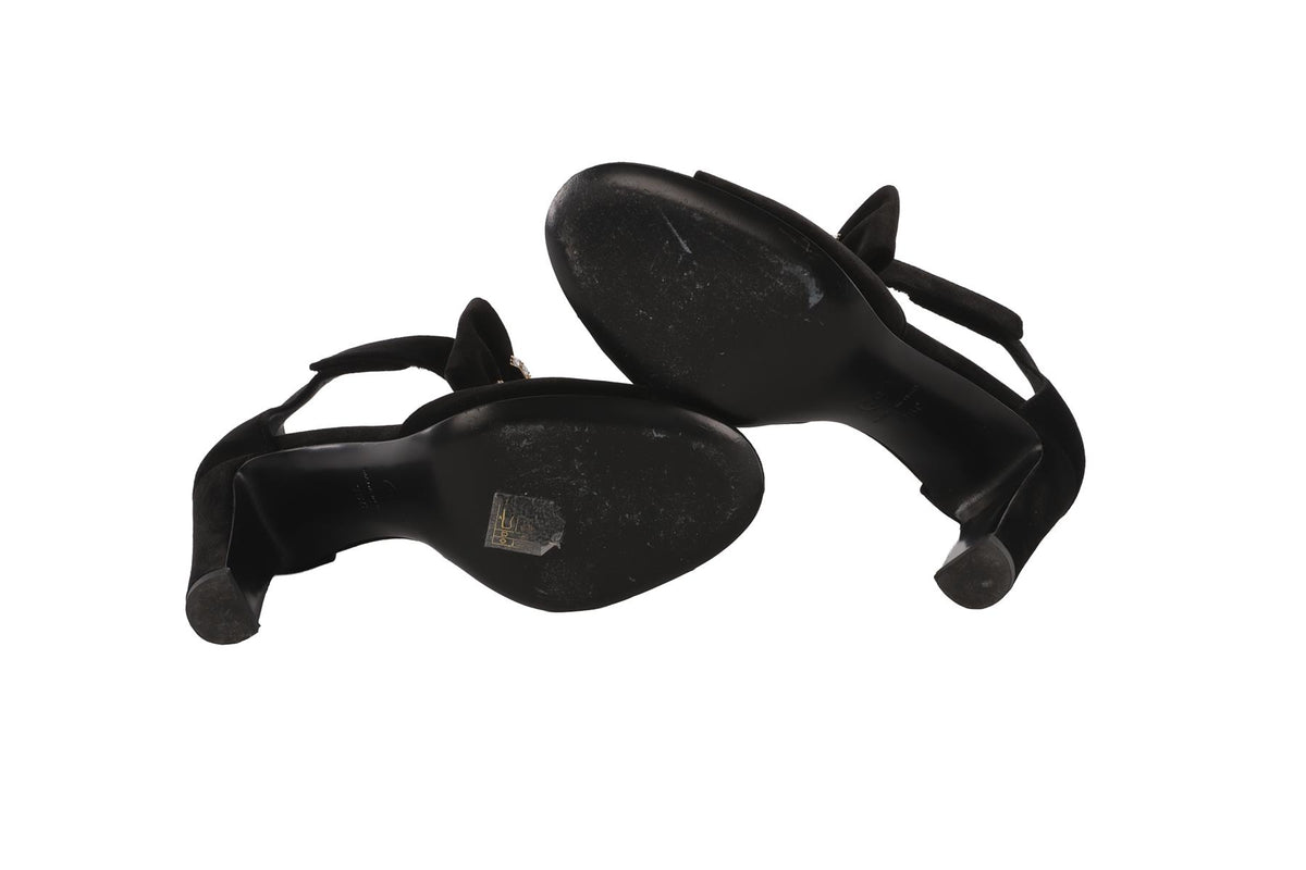 CHANEL BLACK 2024 CC VELVET SANDALS EU 36 UK 3 US 6