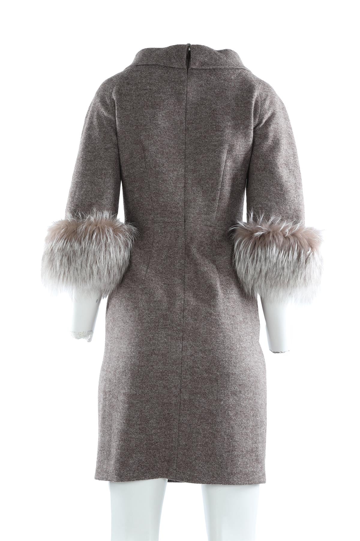 MICHAEL KORS BROWN WOOL DRESS US 4 UK 8