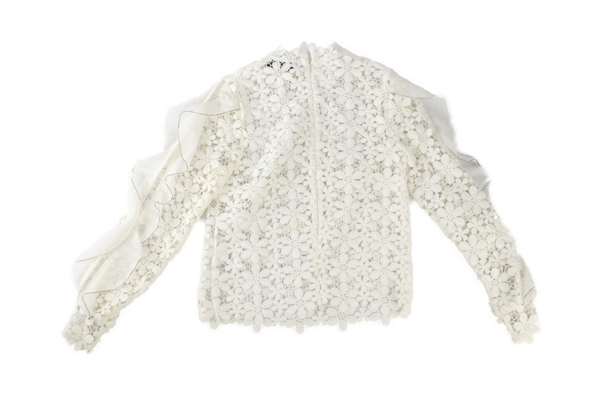 SELF-PORTRAIT WHITE CROCHET TOP UK 4