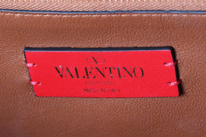 VALENTINO GARAVANI BROWN ROCKSTUD LEATHER SHOULDER BAG