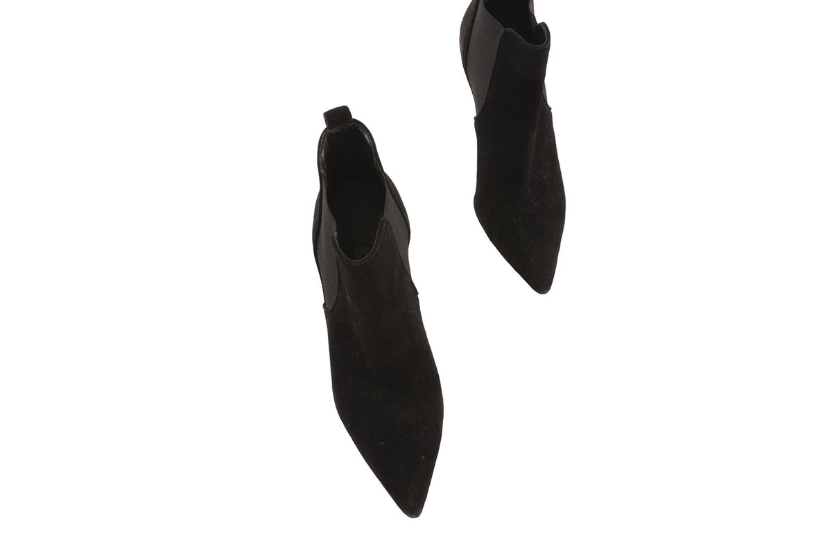 MANOLO BLAHNIK BLACK SUEDE ANKLE BOOTS EU 38 UK 5 US 8