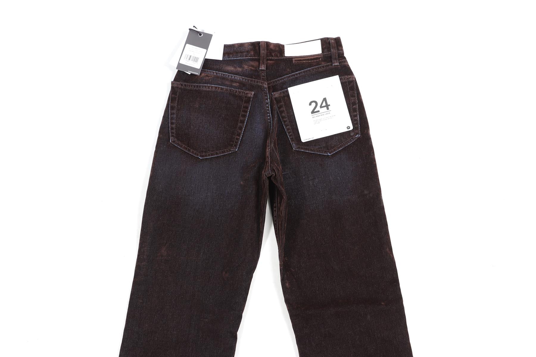 RE/DONE BROWN HIGH RISE STRAIGHT LEG JEANS W24 UK 6