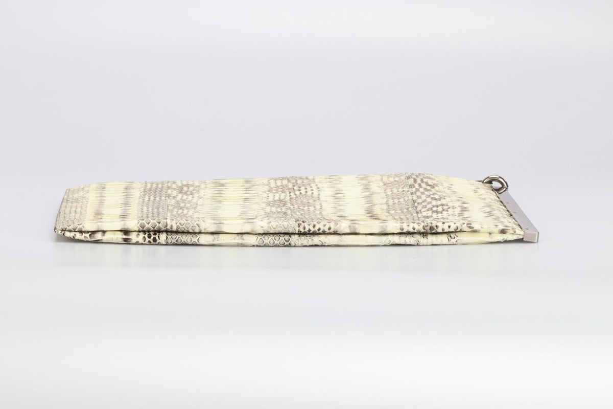 BARBARA BUI PYTHON AND LEATHER CLUTCH