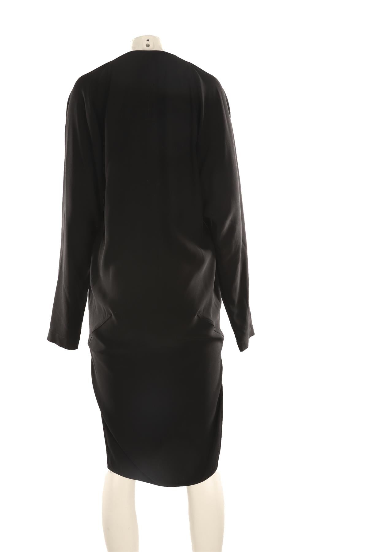RICK OWENS BLACK CREPE MIDI DRESS IT 42 UK 10