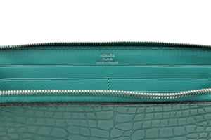 HERMÈS TURQUOISE 2017 AZAP CLASSIC MATTE ALLIGATOR MISSISSIPPIENSIS WALLET