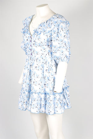 GÜL HÜRGEL BLUE COTTON MINI DRESS SMALL